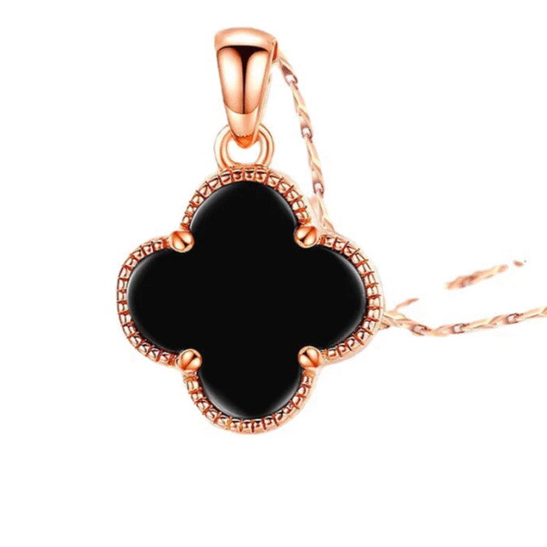 Black Beauty Clover Gold Necklace - Image 4